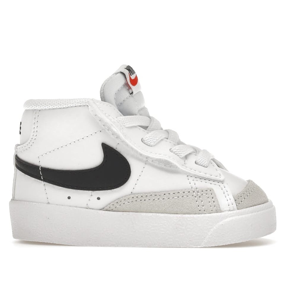 Nike Kids' White High-Top Sneakers with Black Swoosh and Gray Suede